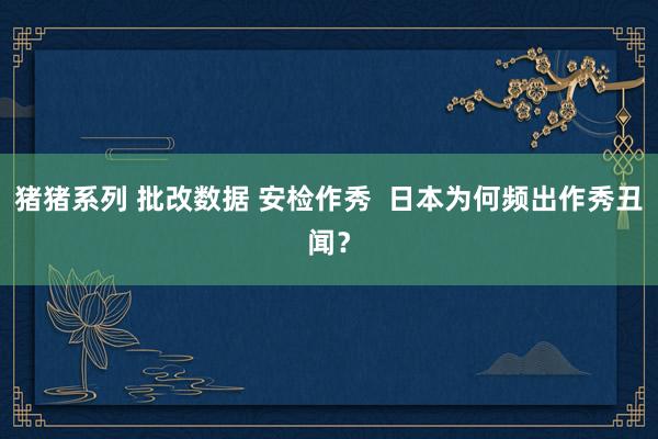 猪猪系列 批改数据 安检作秀  日本为何频出作秀丑闻？